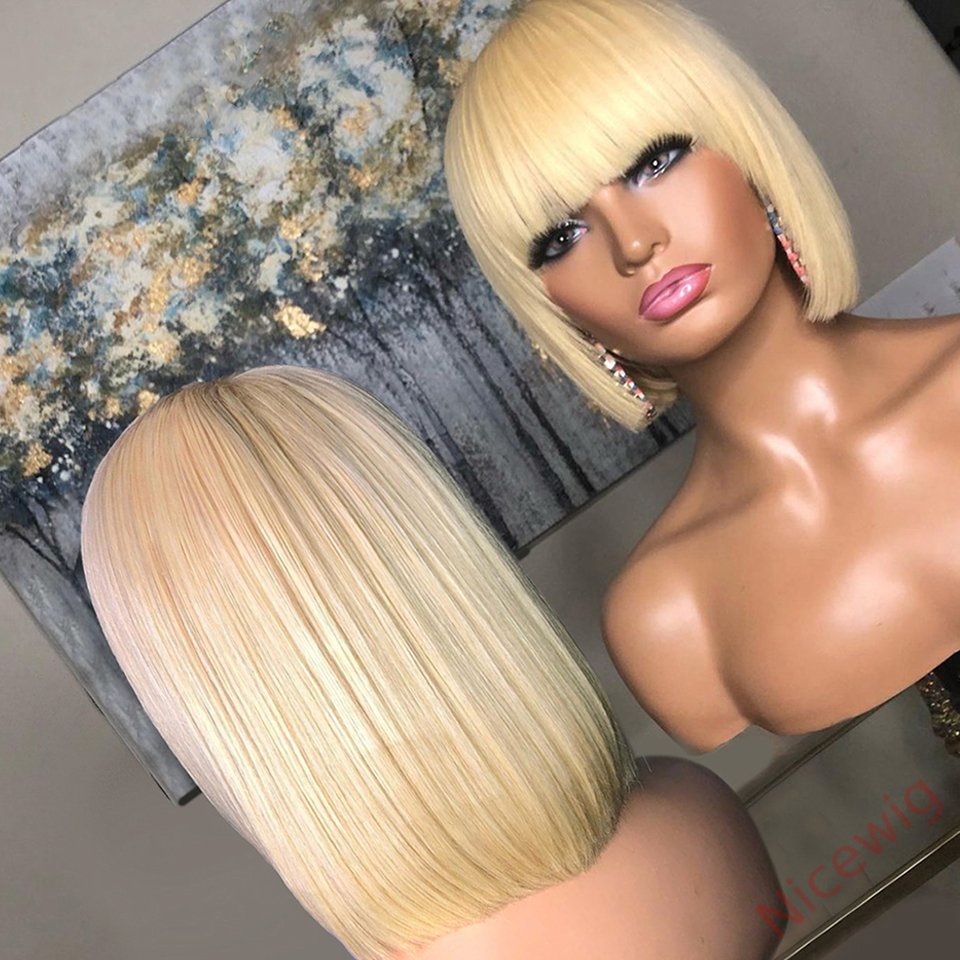Glueless 613 Straight Hair Short BOB Wigs With Bangs