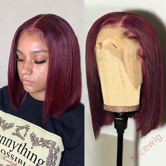 Wine Red Brazilian Straight Hair BOB Wigs Lady Wig