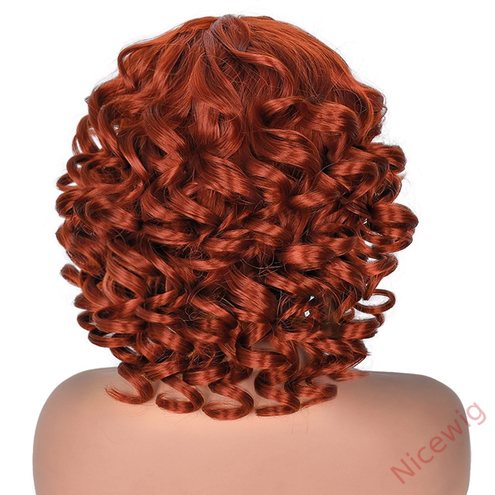 Kinky Curly Wigs With Bangs Fluffy African Ombre Glueless Wigs
