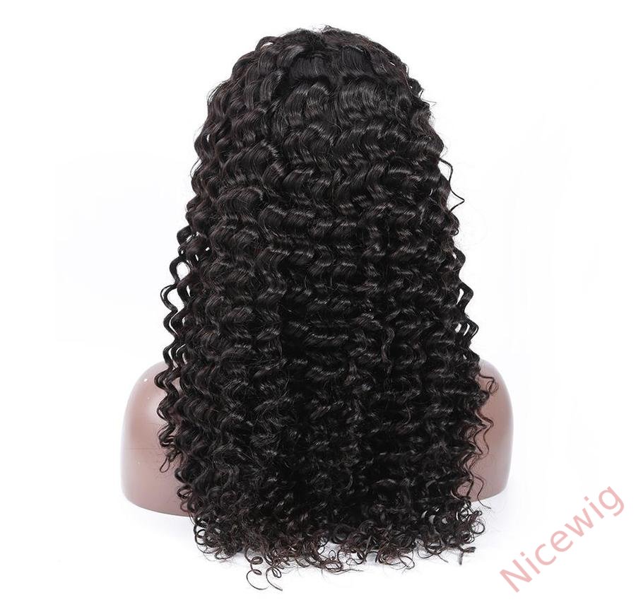 Glueless Brazilian Natural Black Water Wave Long Curly Wig