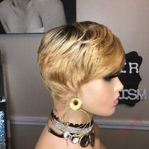 Gold Short Wig 4Inch Bob Straight Hair