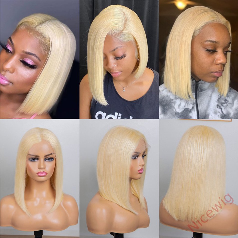 Glueless 613 Blonde Straight Hai BOB Wigs Lady Wig