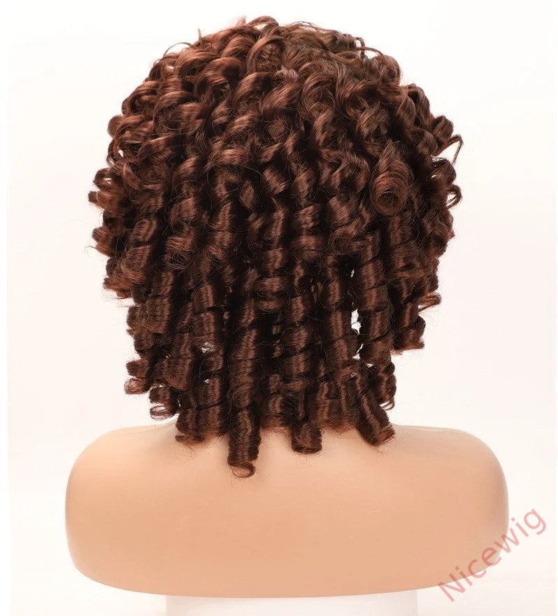 Kinky Curly Wigs With Bangs Fluffy African Ombre Glueless Wigs