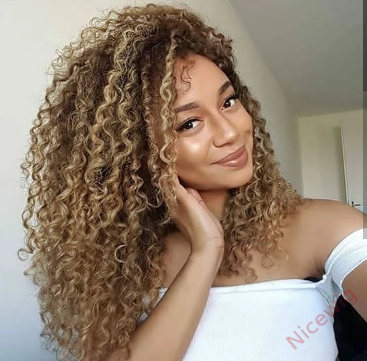 Fashion Natural Wig Ombre Blonde Afro Kinky Curly Wigs