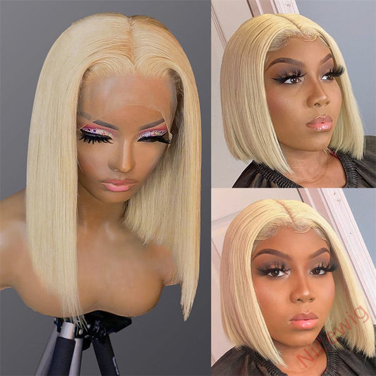 Glueless 613 Blonde Straight Hai BOB Wigs Lady Wig