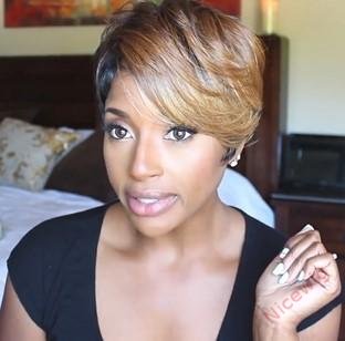 Short Wig Brown Mixed Gold Pixie Cut Wig