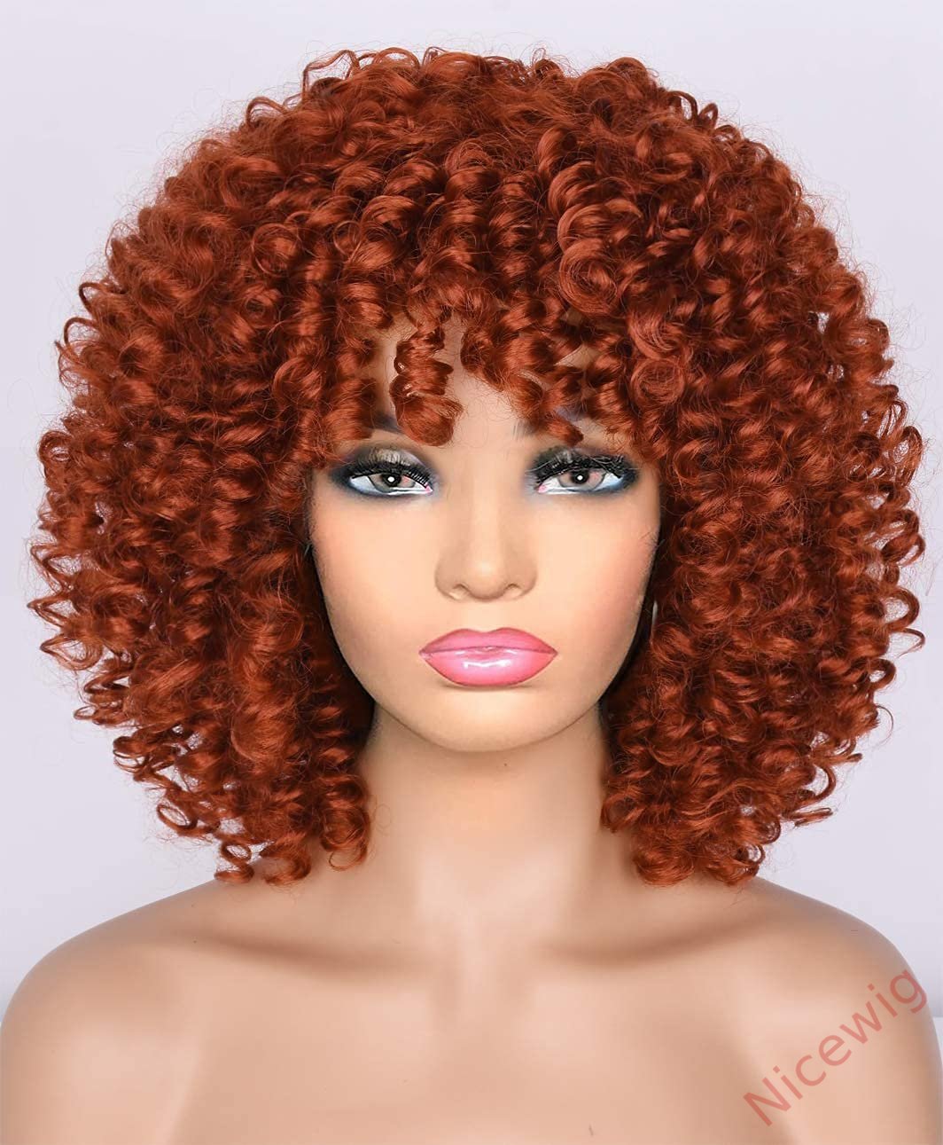 Salt and Pepper Glueless Curly Wig With Bangs
