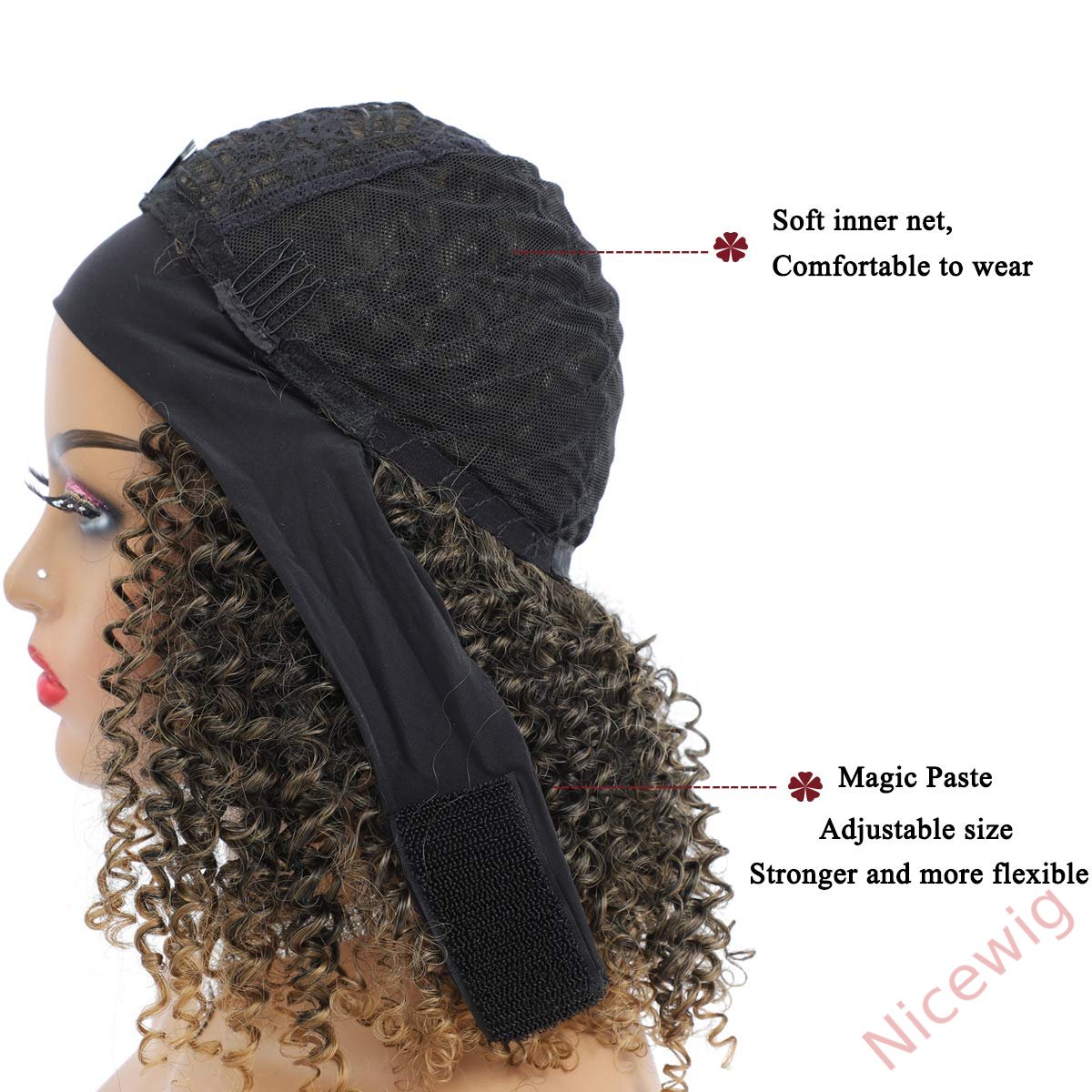 Curly Hair Headband Short Bob Wig