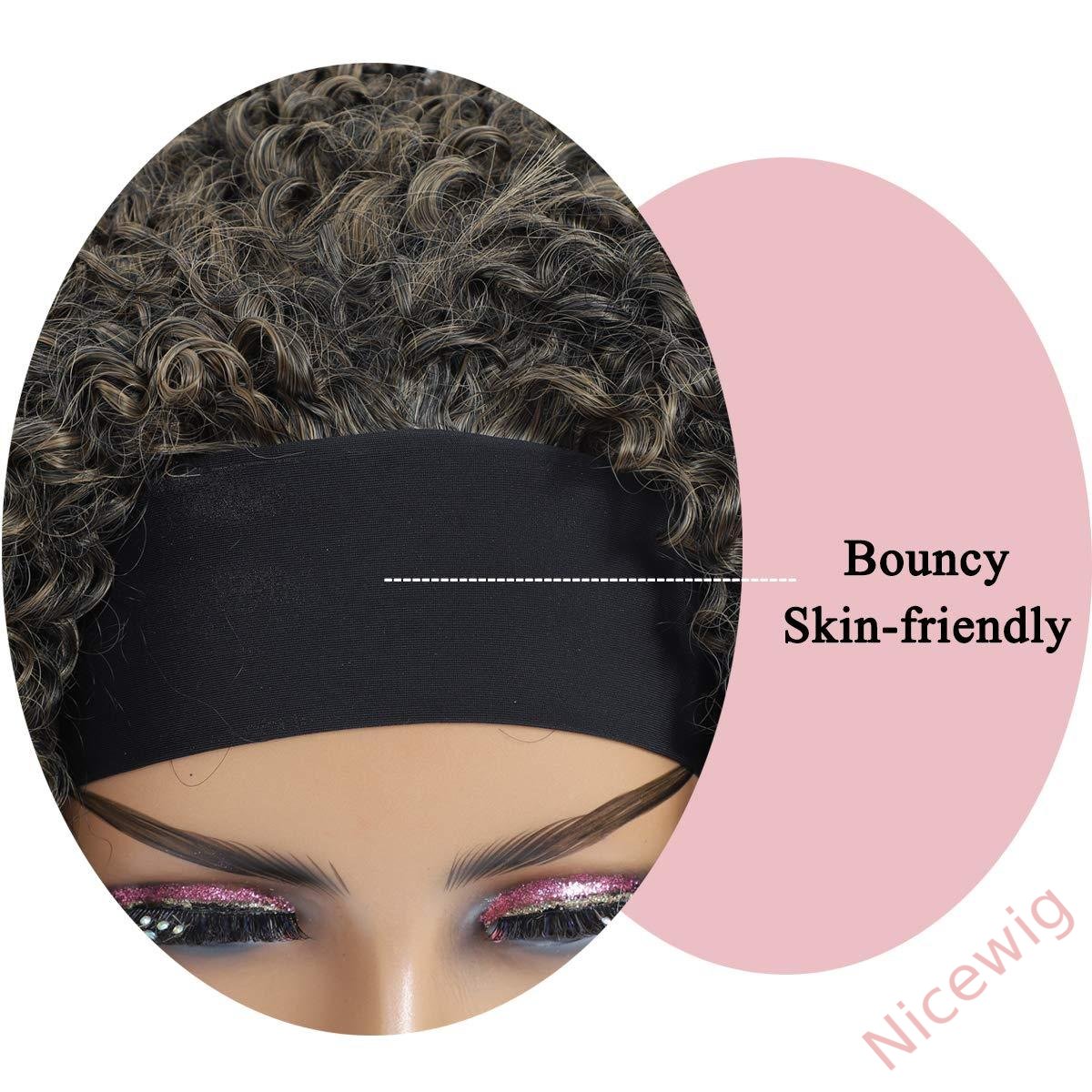 Curly Hair Headband Short Bob Wig