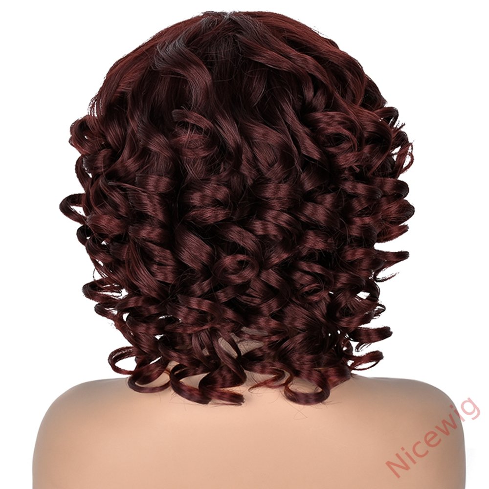 Kinky Curly Wigs With Bangs Fluffy African Ombre Glueless Wigs