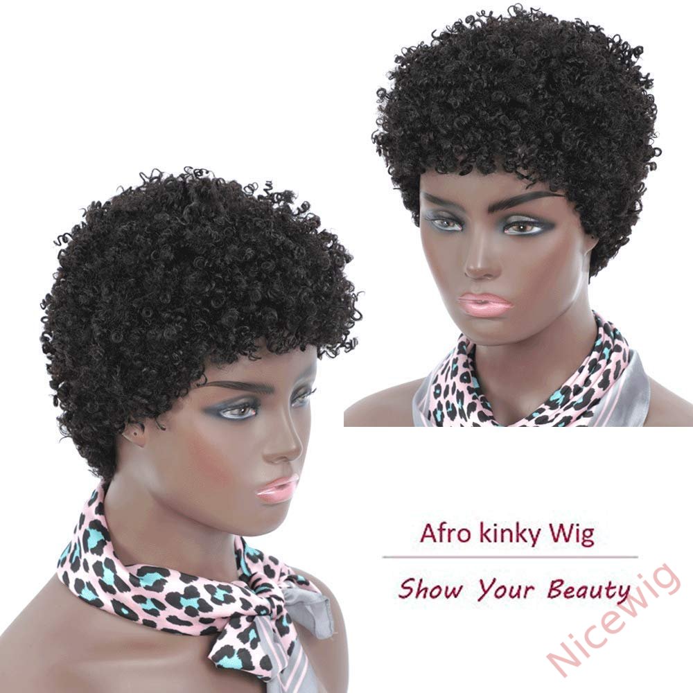 Short Afro Kinky Curly Wigs for Black Women
