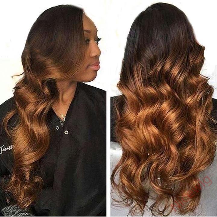 Hightlight Black Gradient Gold Body Wave Wig