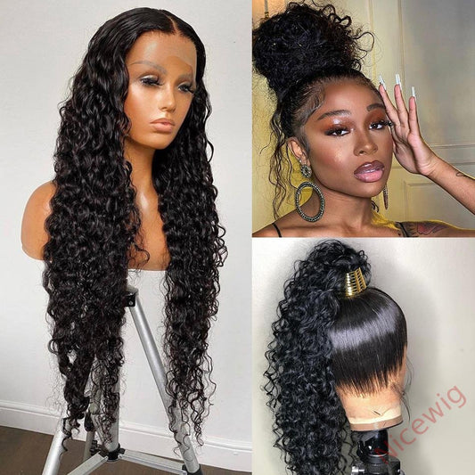 Curly Hair Natural Black Long Wigs