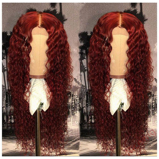Preferred Wine Red Long Hair Curly Wigs