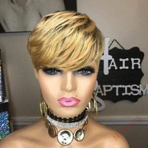 Gold Short Wig 4Inch Bob Straight Hair