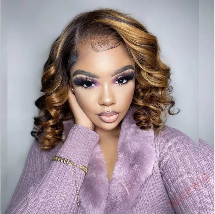 Glueless Mixed Blonde Short Bob Wave Wig