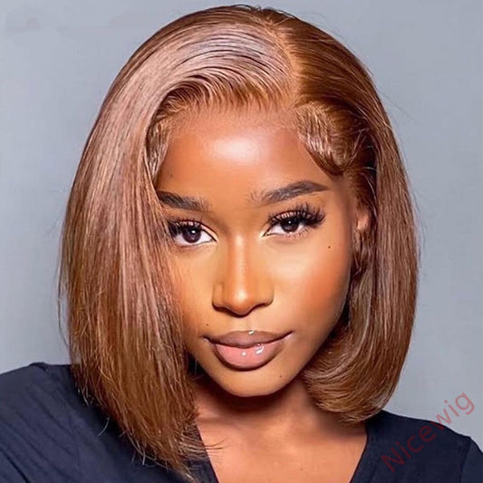Glueless Brown Brazilian Straight Hair Bob Wigs