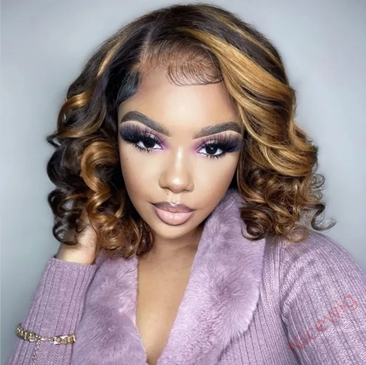 Glueless Mixed Blonde Short Bob Wave Wig