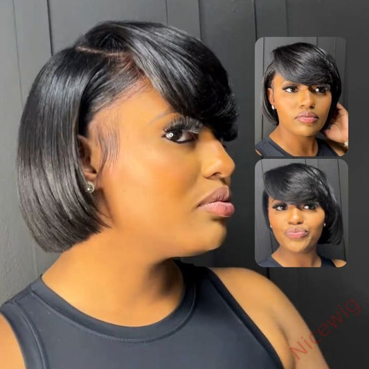 Glueless Lovely Natrual Bob Styles Silky Hair Straight Wig