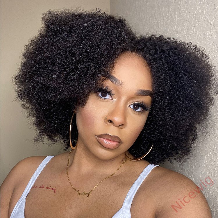 New Glueless Super Fluffy Afro Kinky Short Curly Wigs