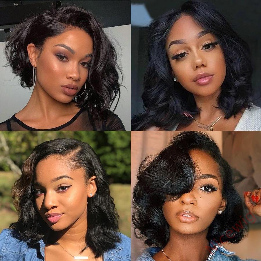 Black Wave Wig Medium Hiar Centre Parting Wig For Women