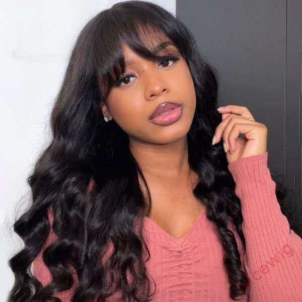 Body Wave Wig with Bangs Wear Go Glueless Wig