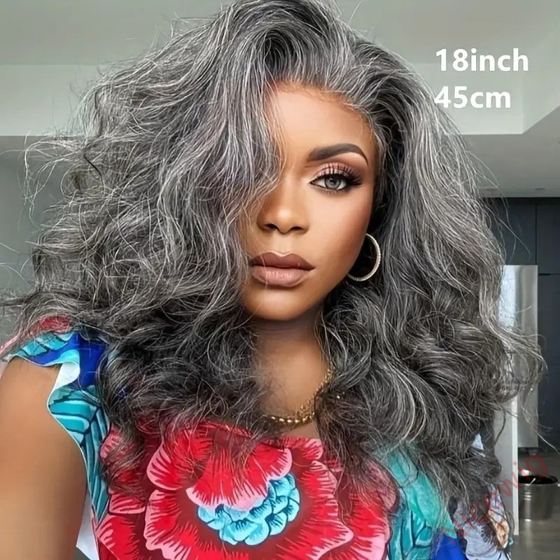 Glueless Salt & Pepper Beautiful Loose Wave Long Wig
