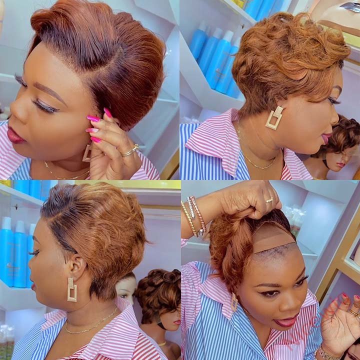 Brown Short Glueless Wig Curly Hair