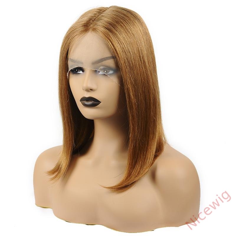 Brown Brazilian Straight Hair BOB Wigs Lady Wig