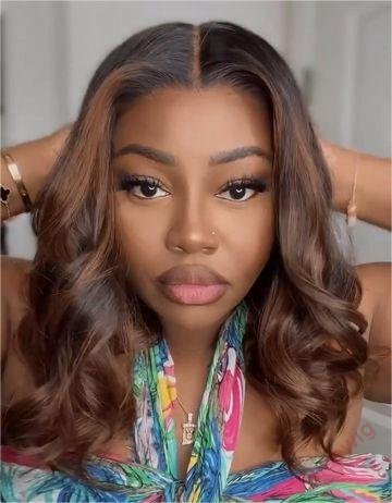 New Glueless Gradient Brown Body Wave Wig For Women