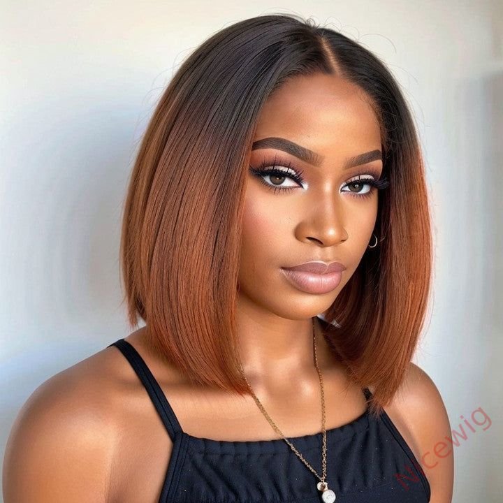 Glueless Lovely Natrual Bob Styles Silky Yaki Hair Wig