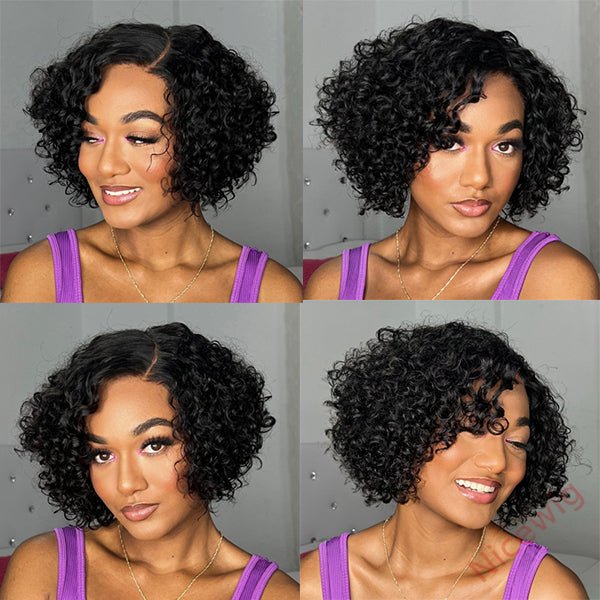 Glueless Black Short Wig Bob Curly Hair