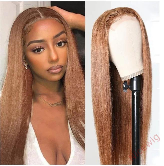 Hightlight Brown Centre Parting Wig Long Straight Wig