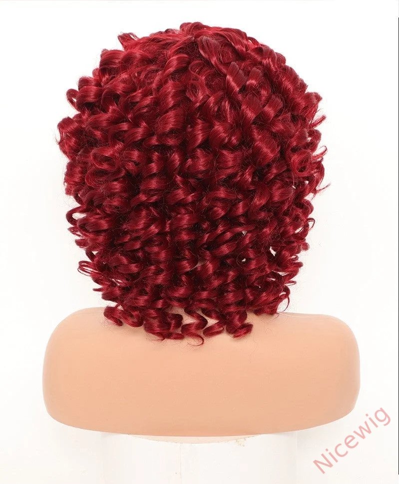 Kinky Curly Wigs With Bangs Fluffy African Ombre Glueless Wigs