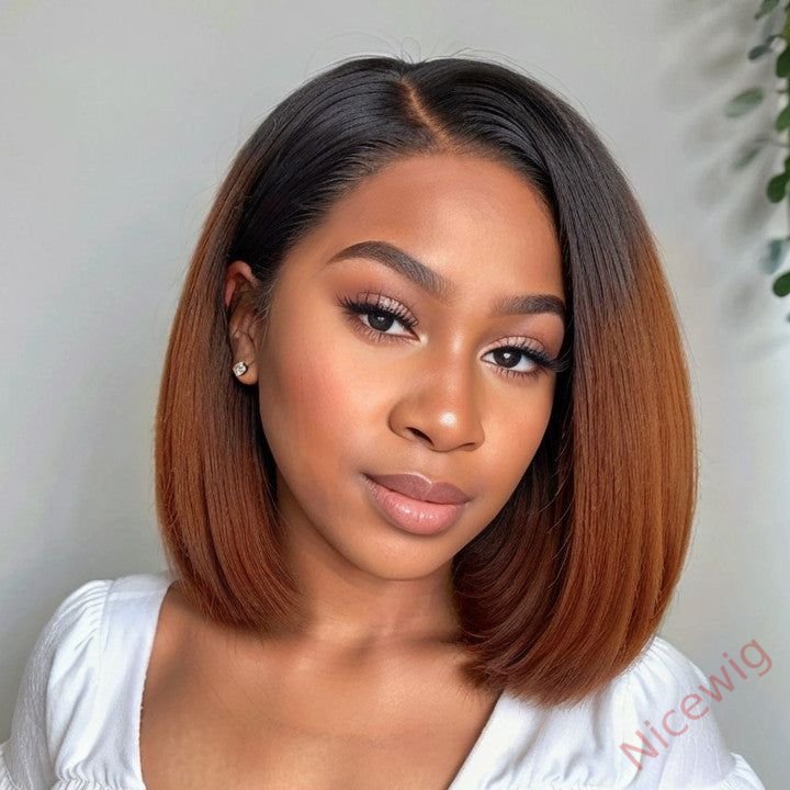 Glueless Lovely Natrual Bob Styles Silky Yaki Hair Wig