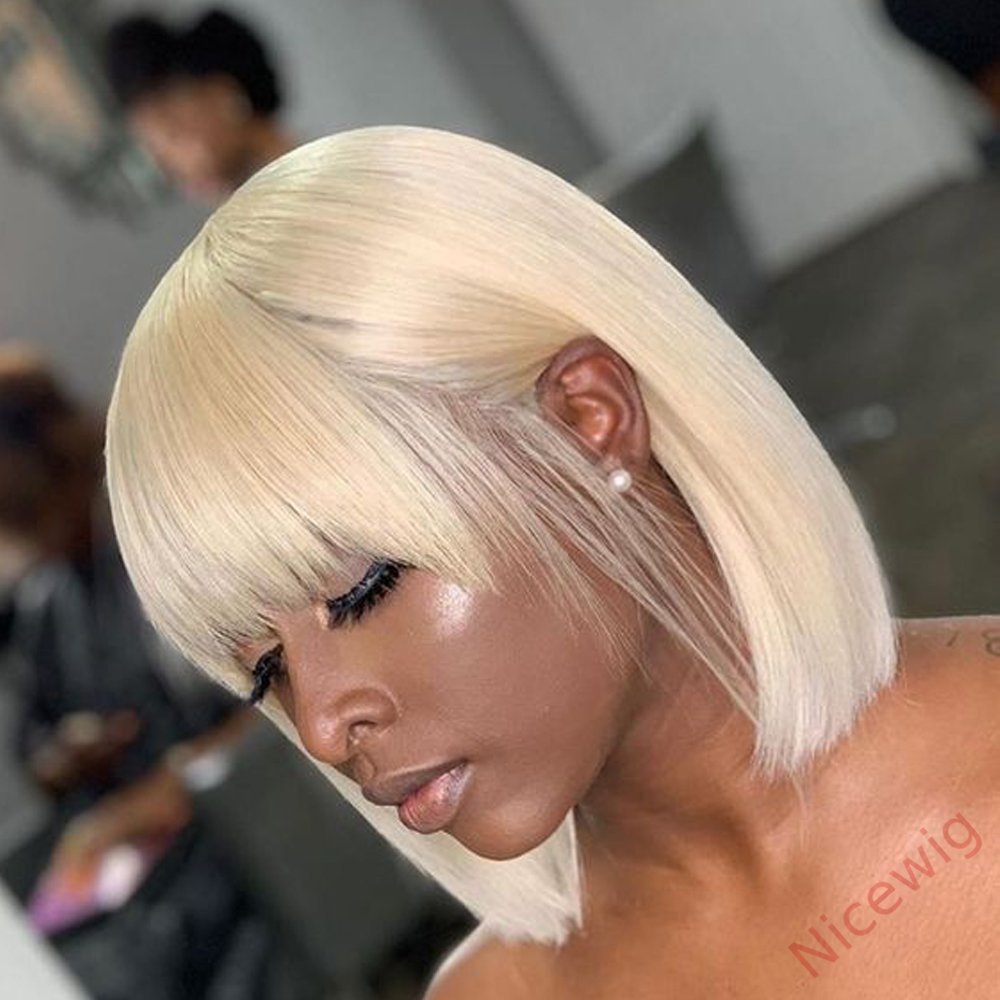 Glueless 613 Straight Hair Short BOB Wigs With Bangs
