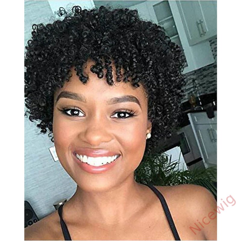 Short Afro Kinky Curly Wigs for Black Women