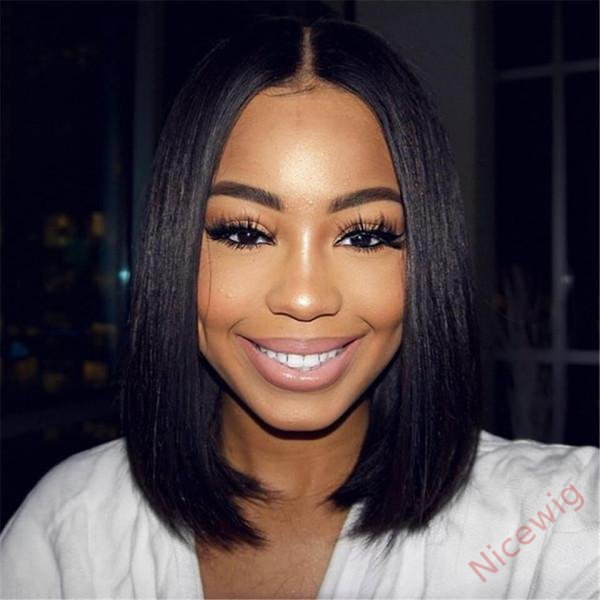 Black Bob Virgin Hair Short Straight Wigs
