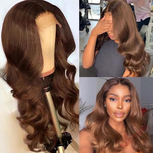 Beautiful Brown Long Hair Brazilian Body Wavy Wig
