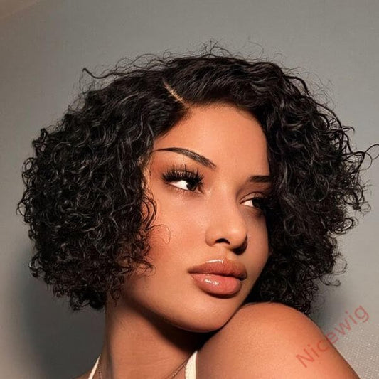 Glueless Black Short Wig Bob Curly Hair