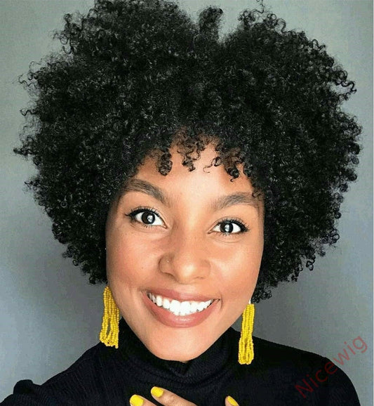Short Afro Kinky Curly Wigs for Black Women