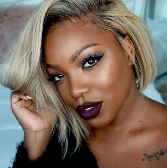 Blonde Brazilian Short Straight Hair BOB Wigs Lady Wig