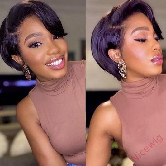 Glueless 6 Inch Short Wig Bob Straight Hair Wig