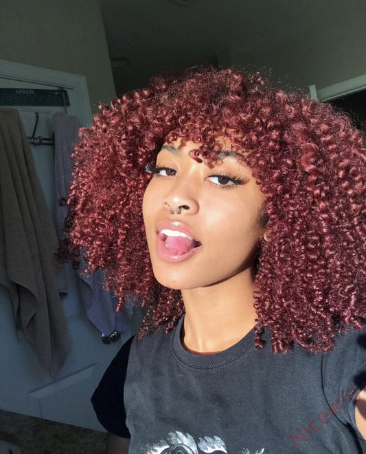 Glueless Brazilian Curly Hair Wig With Bangs Glueless Wig