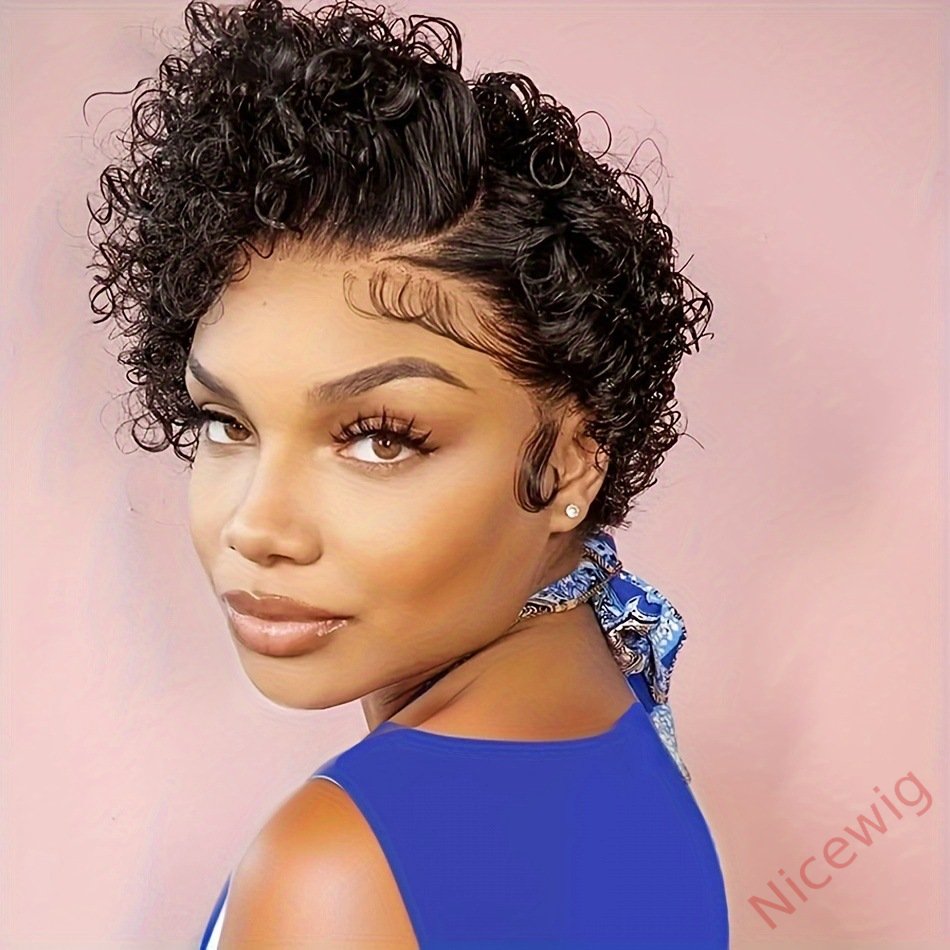 Glueless Black Short Bob Kinky Curly Wig