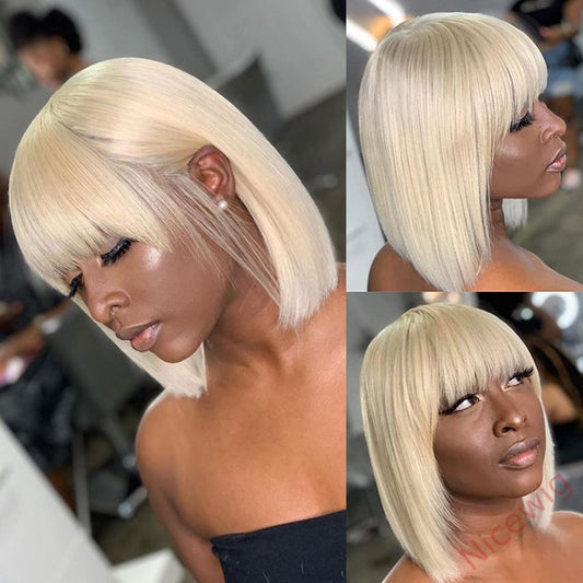 Glueless 613 Straight Hair Short BOB Wigs With Bangs