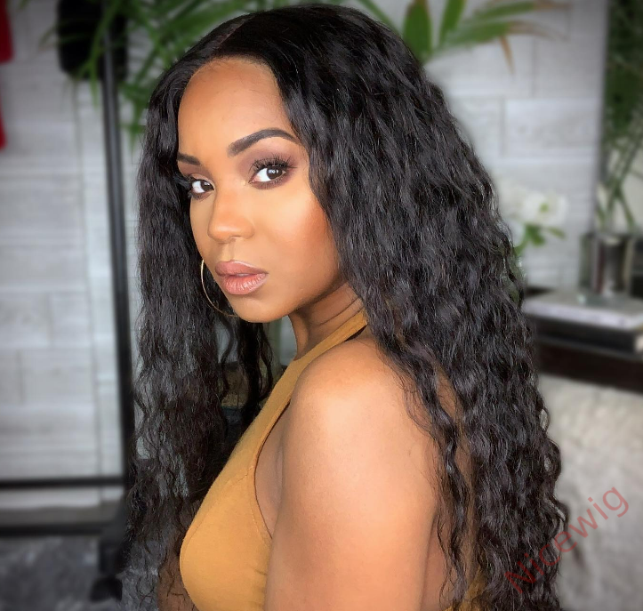 Black Brazilian Water Wave Long Curly Wigs
