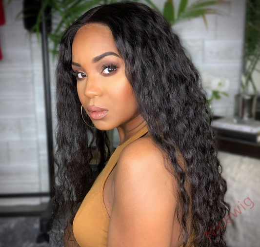 Black Brazilian Water Wave Long Curly Wigs