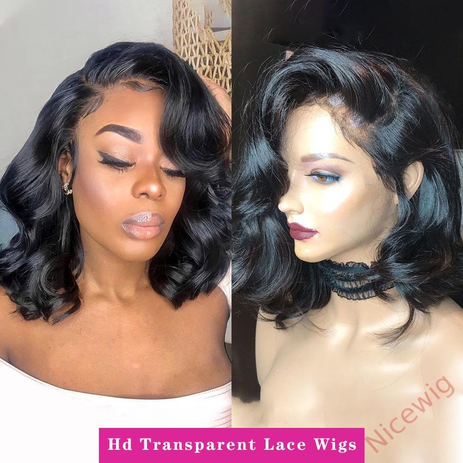 Women Soft Body Wave Wig Black Medium Hair