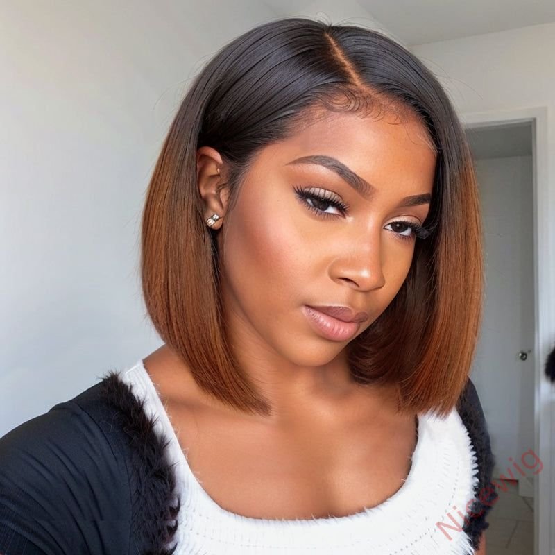 Glueless Lovely Natrual Bob Styles Silky Yaki Hair Wig